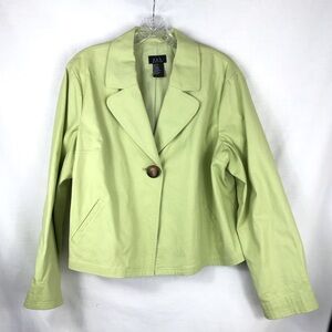 R.Q.T. Cropped Linen Blend Trench Style Coat Green